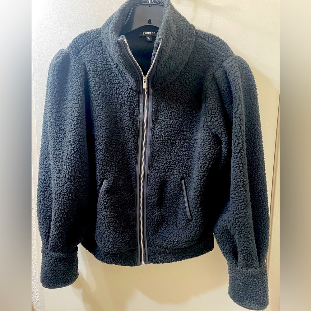 Teddy jacket NWT with faux leather trim